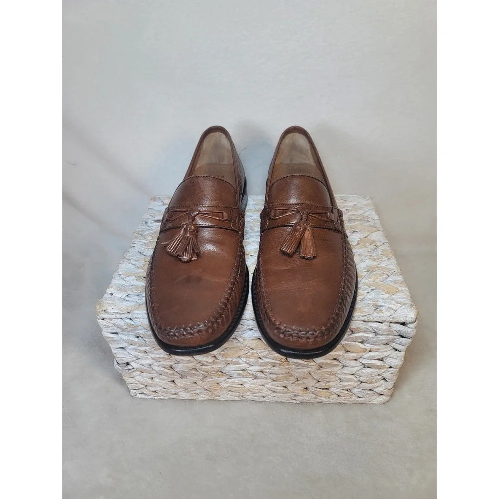 Florsheim Mens Berkley Tassel Loafers Brown Leather Slip On Dress Shoes 11 D